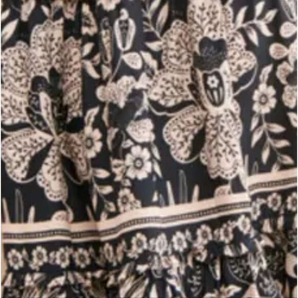 $285 FARM RiO black cream floral maxi dress M MEDIUM / possible LARGE *zipper - Picture 2 of 2